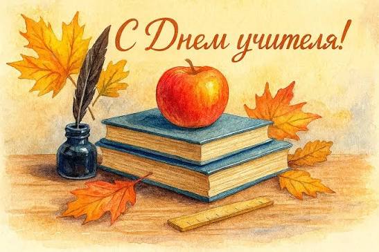 Autumn watercolor book card for Teachers’ Day