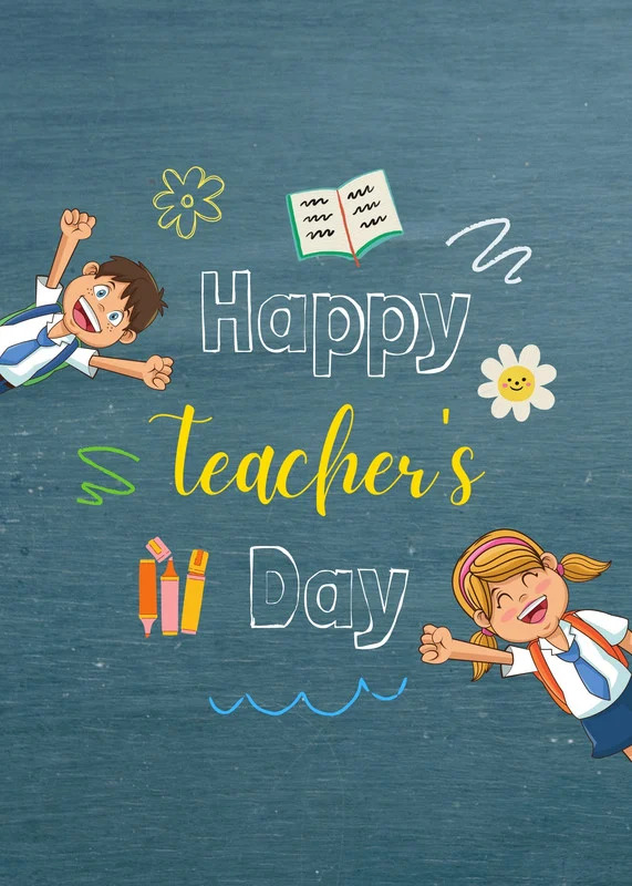 Cheerful children’s card for Teachers’ Day