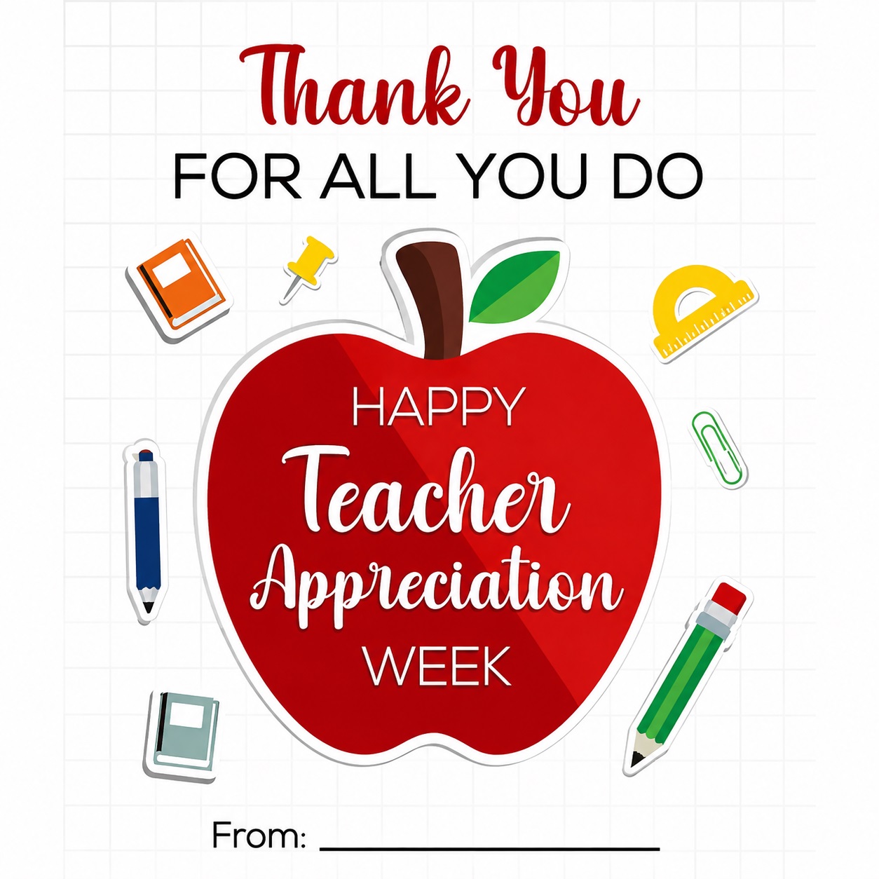 Colorful card thanking a wonderful teacher