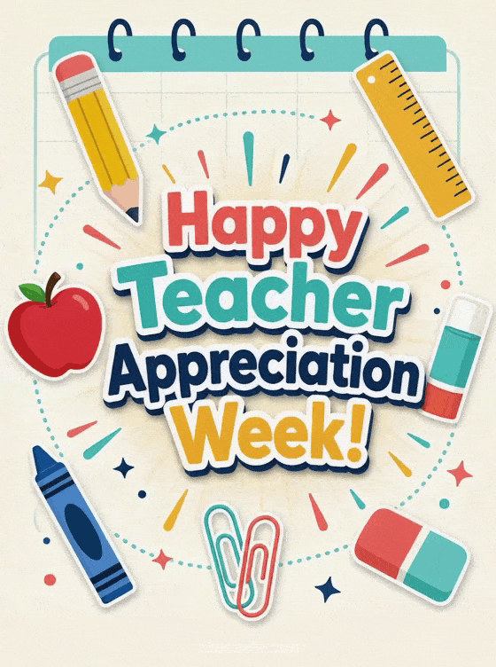 Colorful card for Teacher Appreciation Week