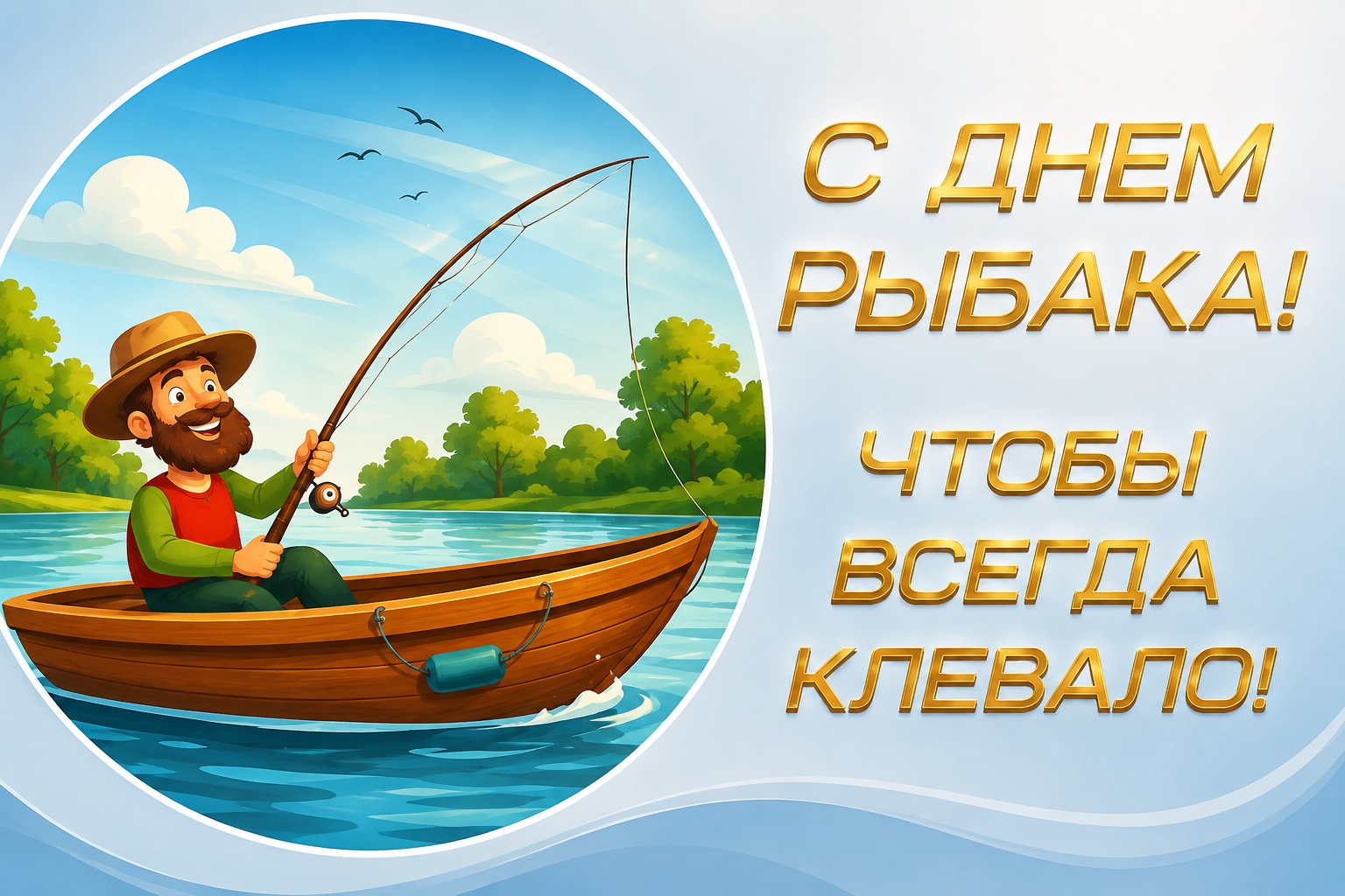 Cheerful card for Fisherman’s Day for a Friend