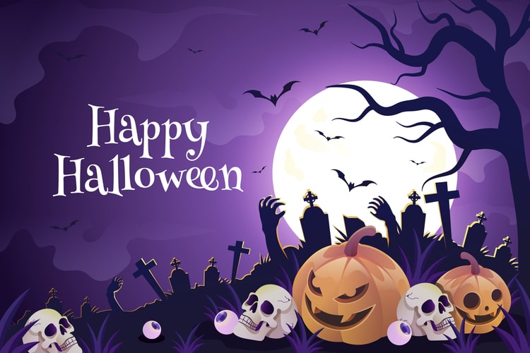 Festive Halloween card with pumpkins