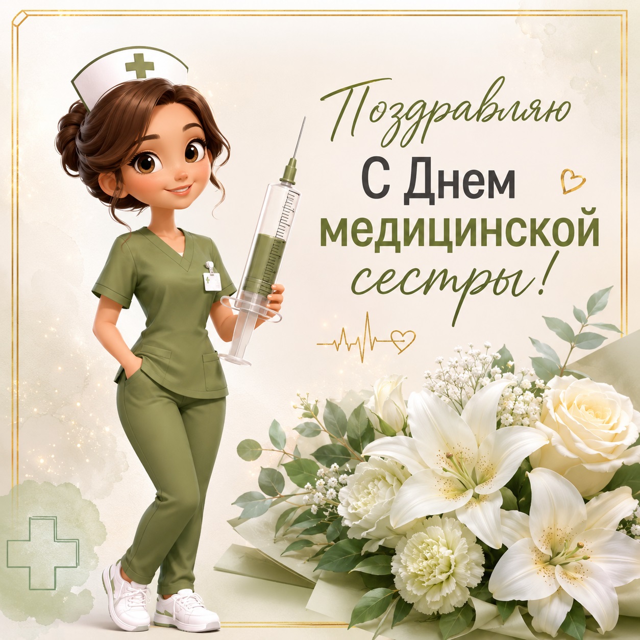 Elegant floral greeting card for International Nurses Day