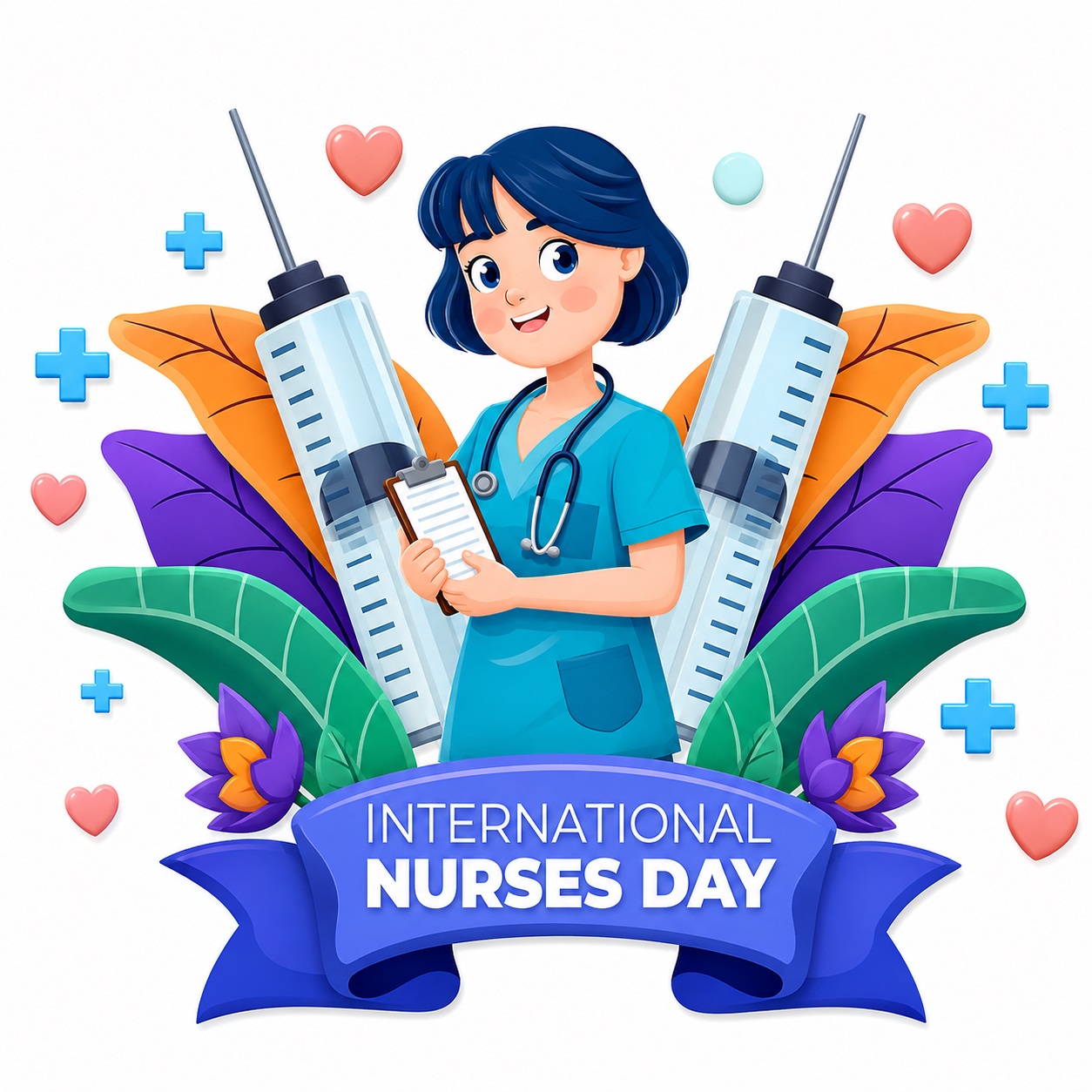 Colorful festive card for International Nurses Day