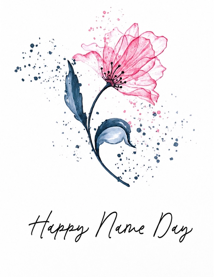 Delicate watercolor card for Name Day