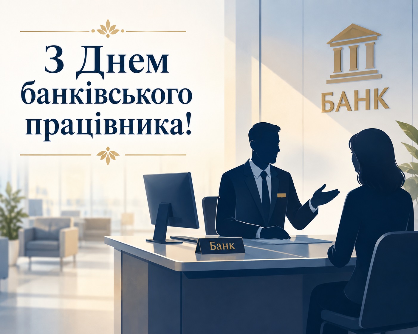 Elegant card for Bank Employee Day colleague