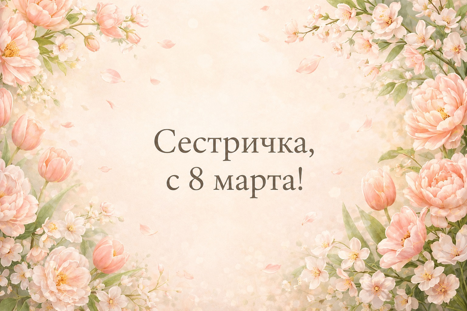 Delicate floral card for sister on March 8