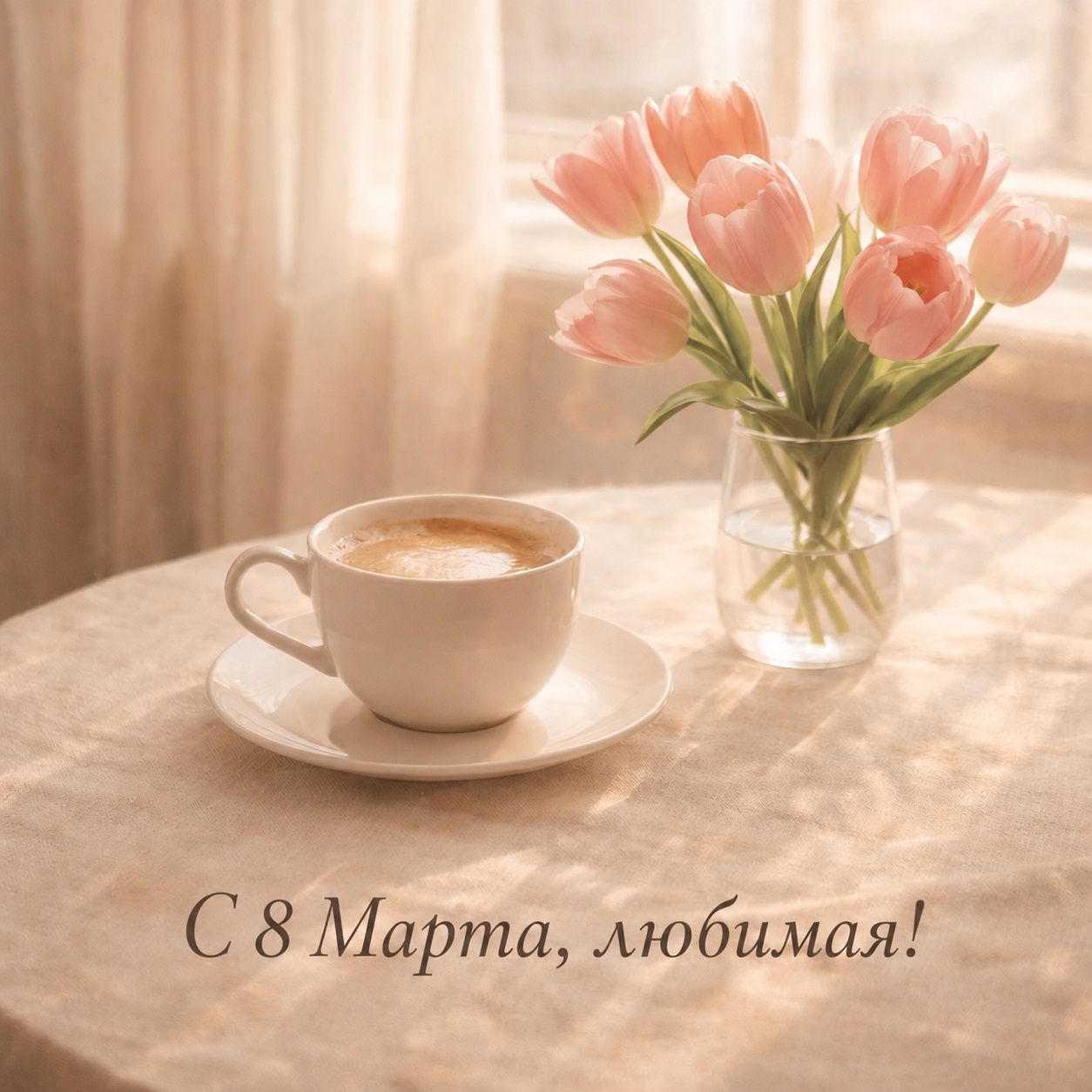Tender card for 8 March for beloved woman