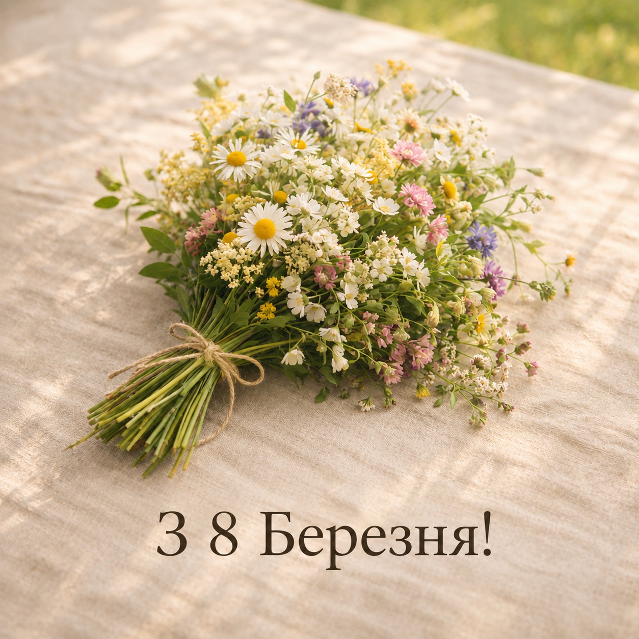 Heartfelt card for 8 March with flowers
