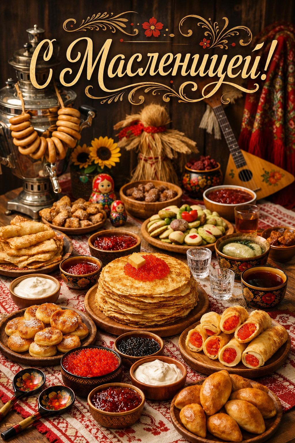 Traditional Maslenitsa Greeting Card