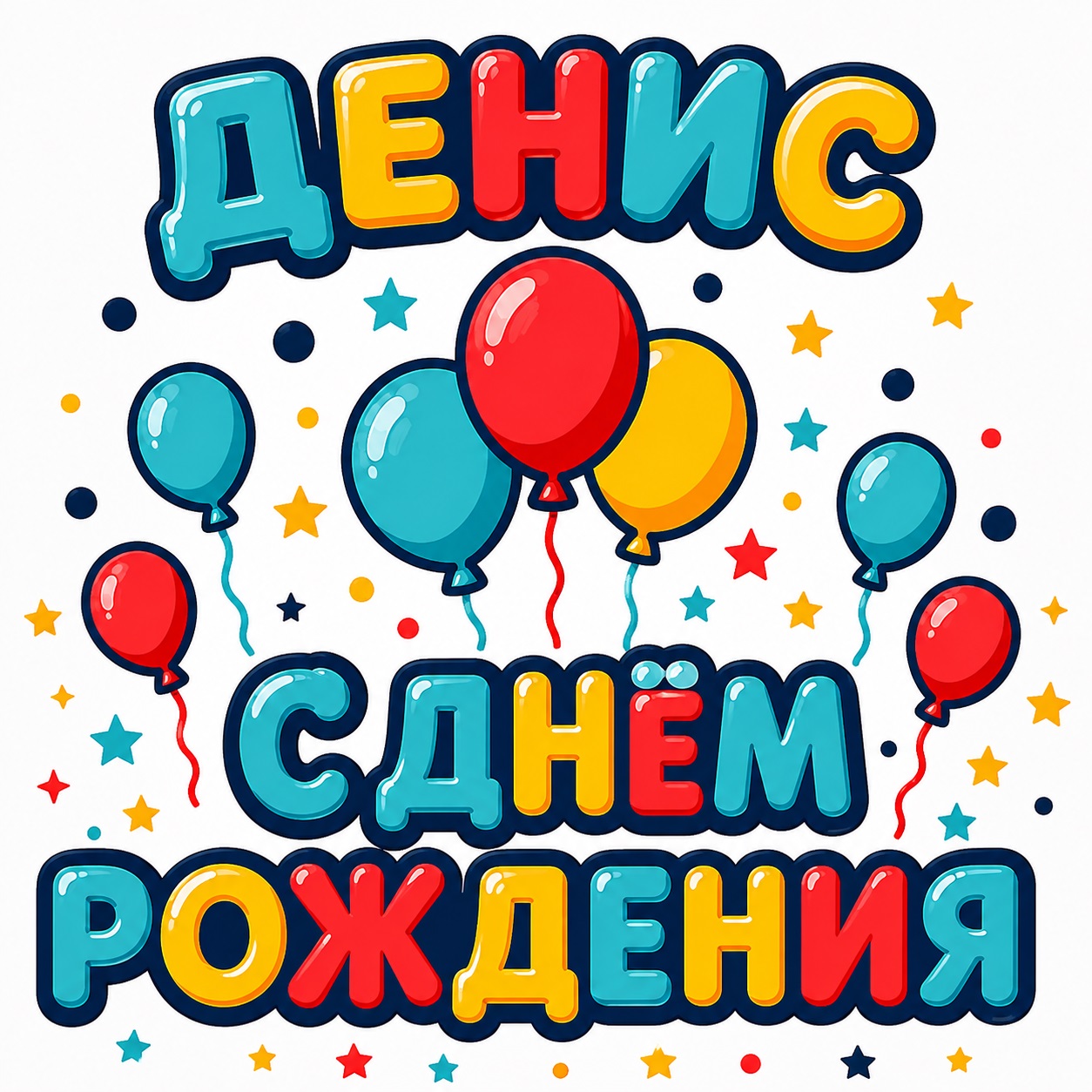Bright Birthday Card with Name Denis
