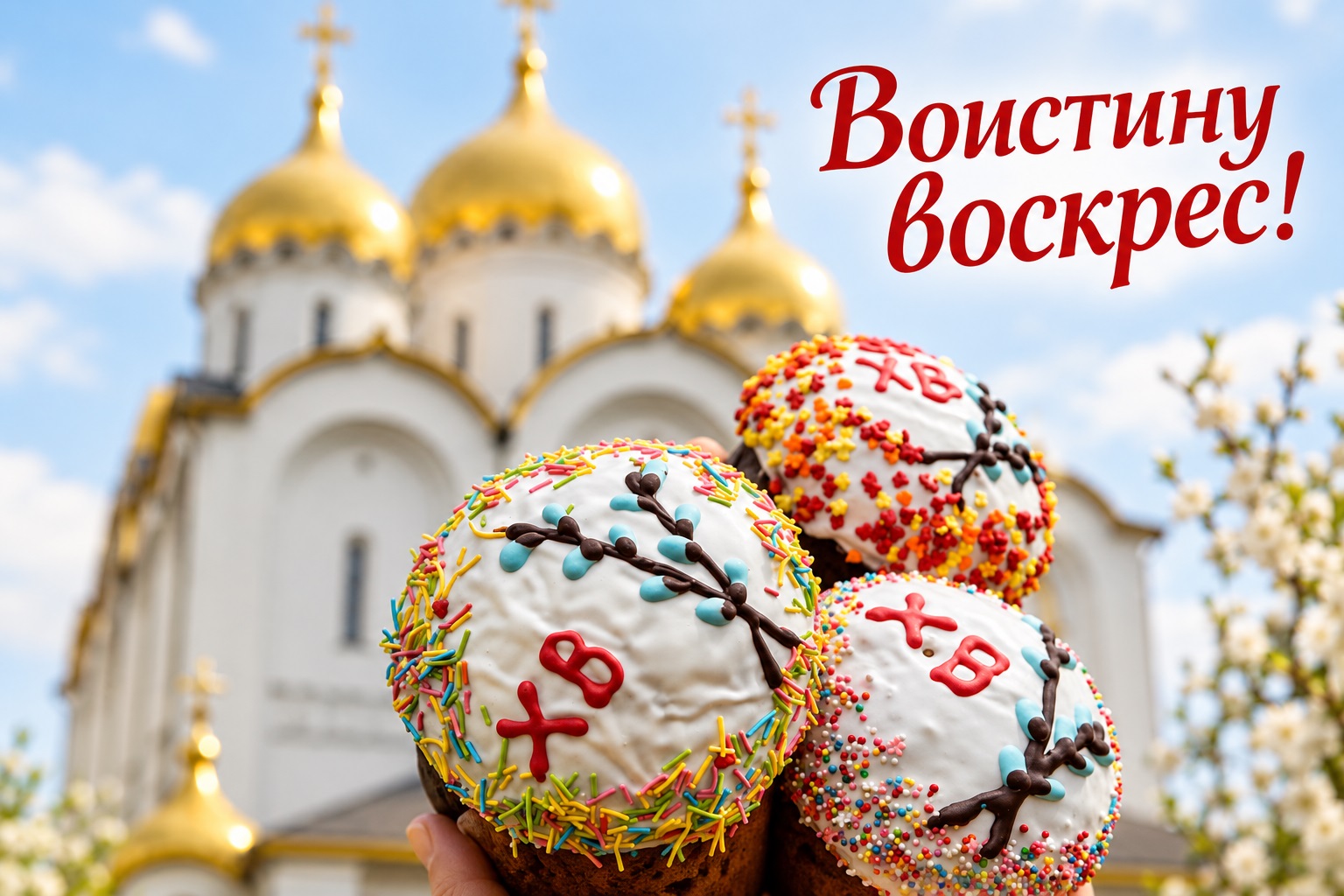 Festive Easter Card with Kulich Cakes