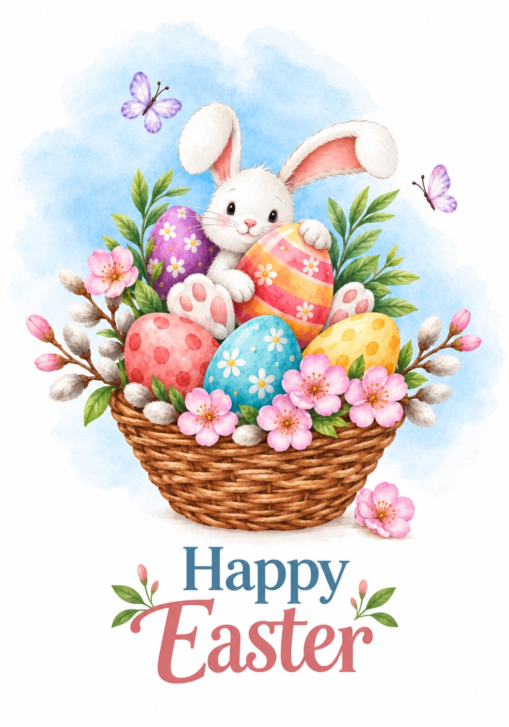 Delicate Easter Card with a Bunny