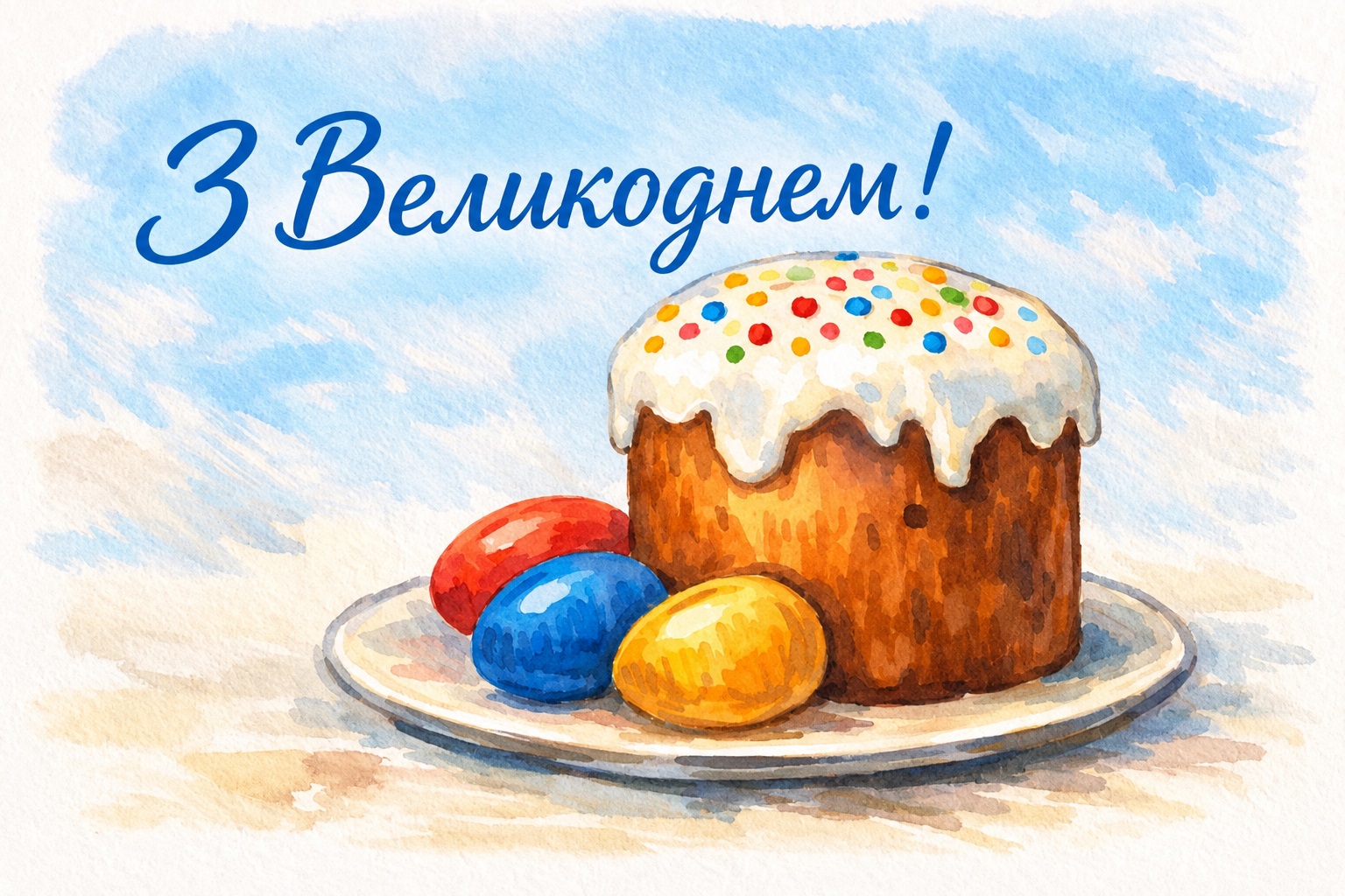 Bright Watercolor Card for Easter