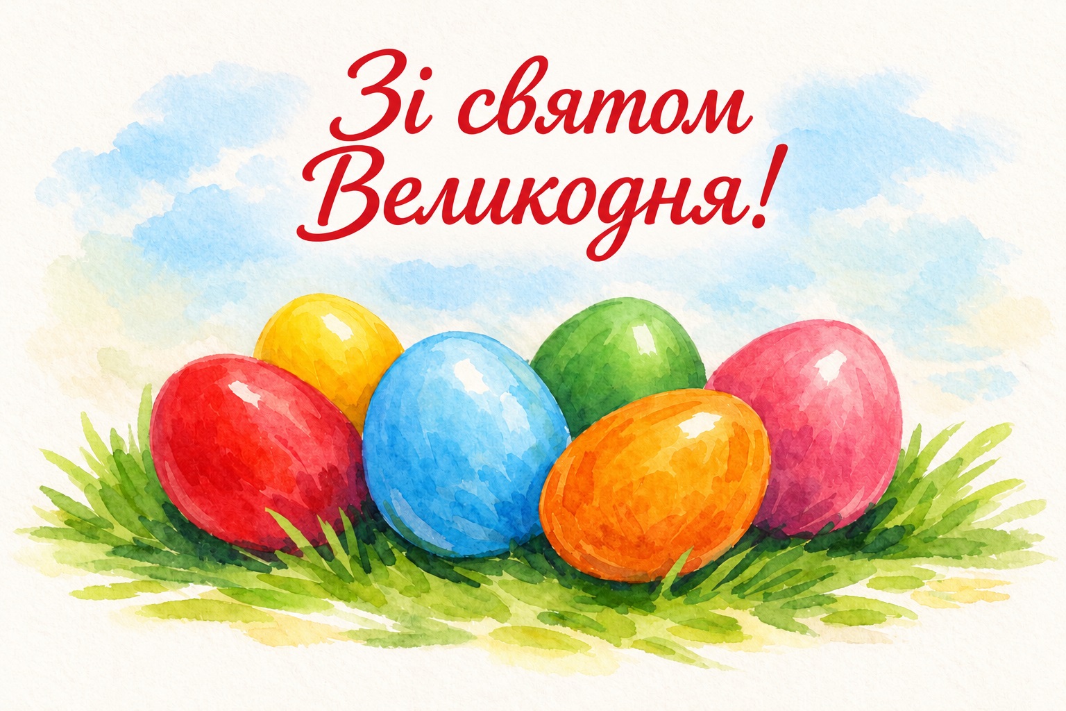 Colorful festive card for Easter with eggs