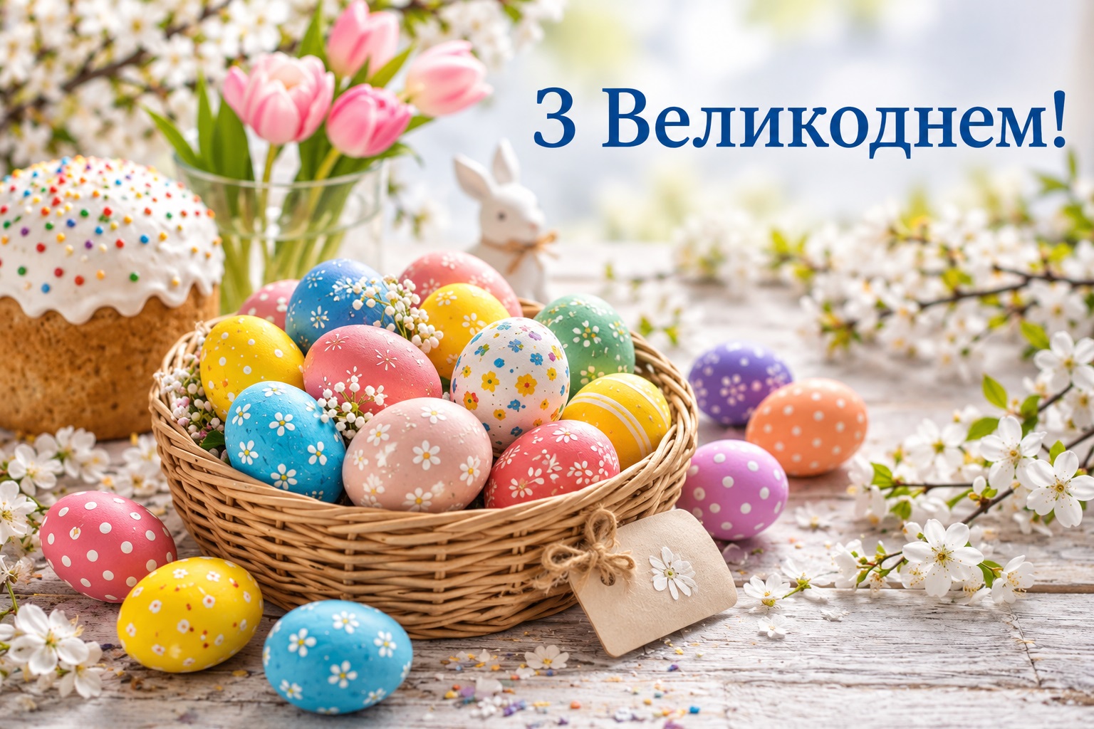 Tender Spring Card for Easter with Eggs