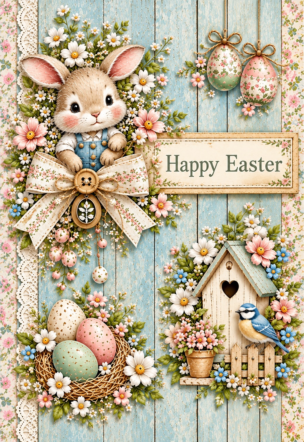 Delicate Vintage Card with Easter Greetings