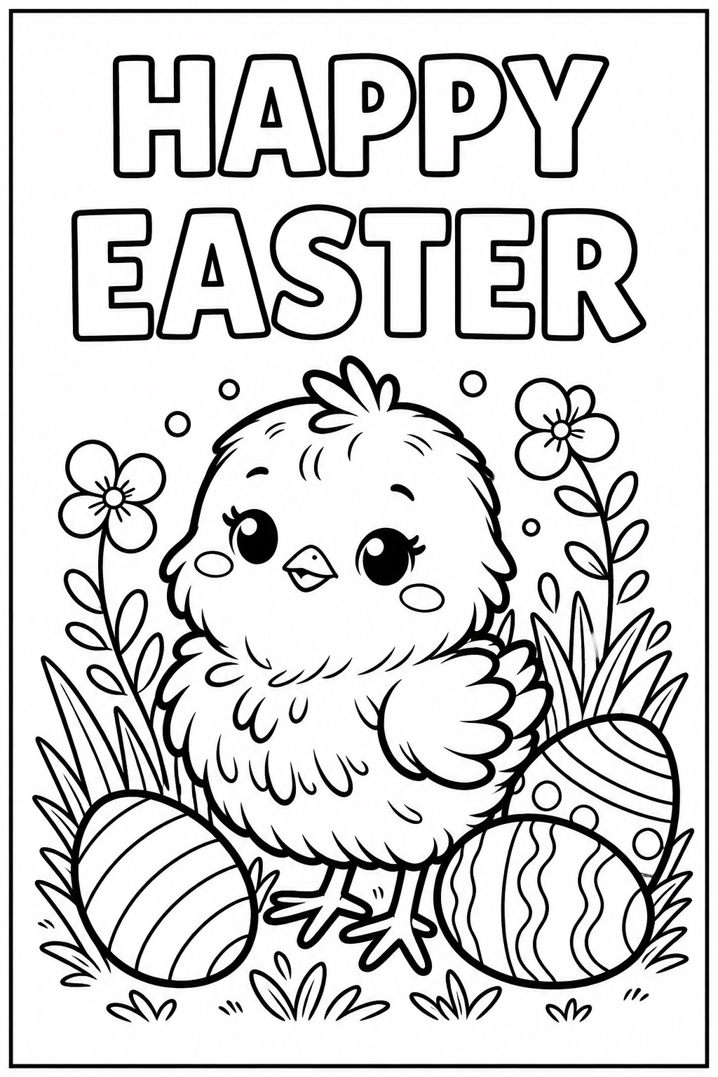 Fun Kids' Coloring Card for Easter