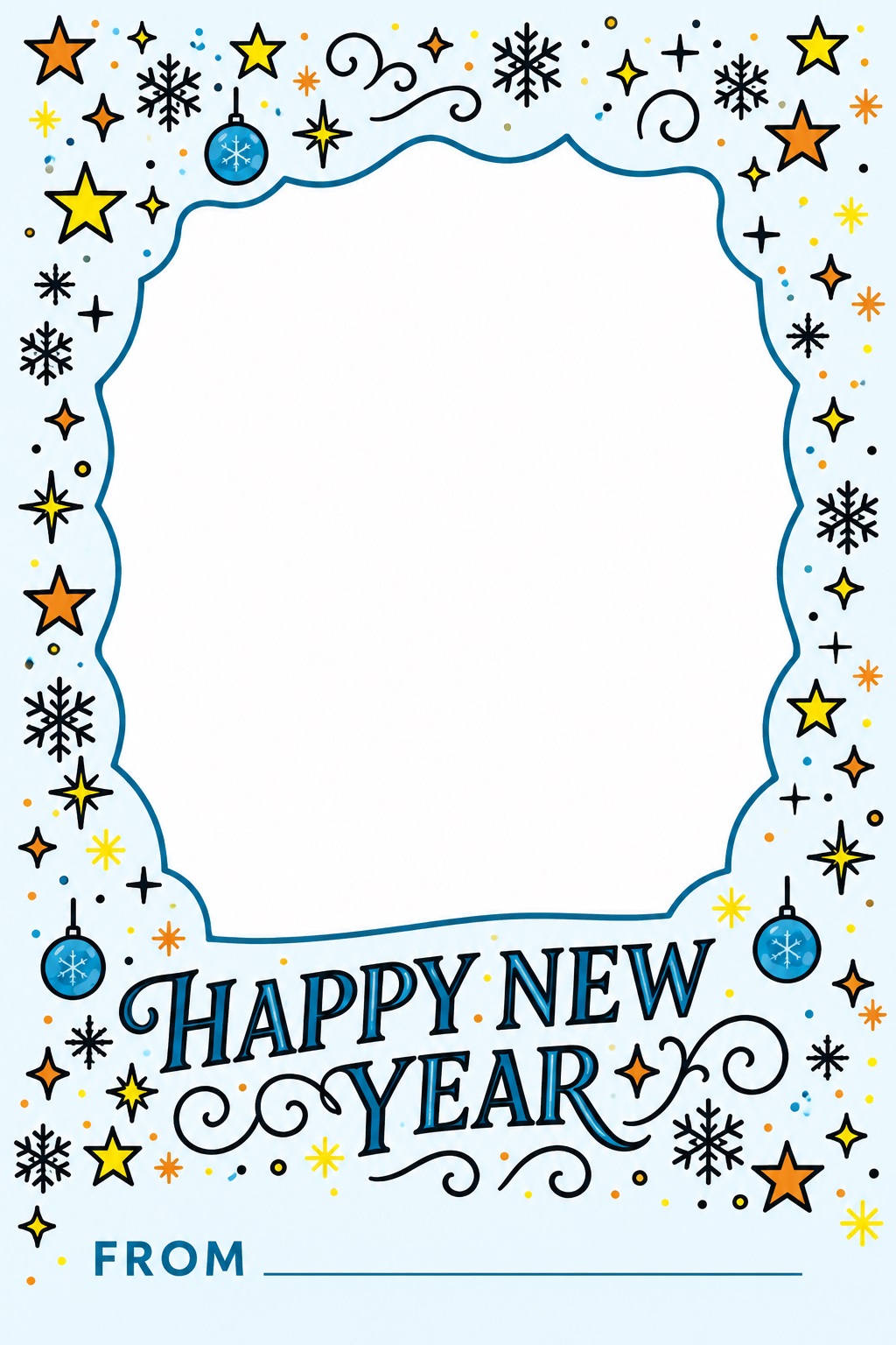 New Year Card with Decorative Frame
