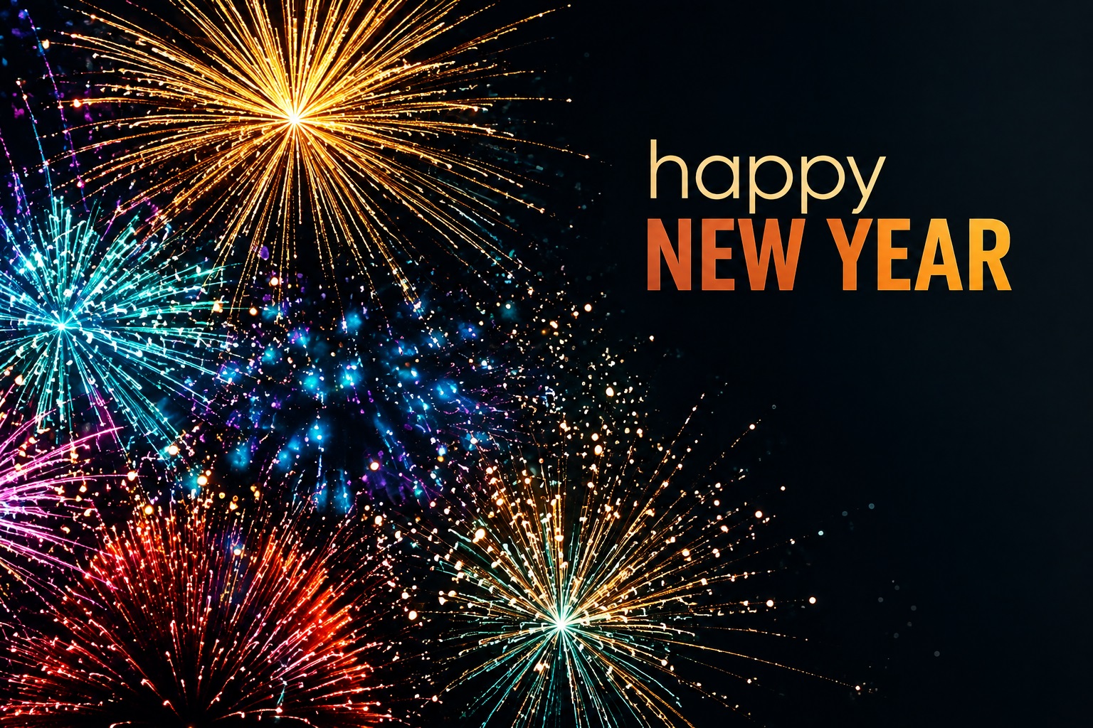 Bright New Year Card with Fireworks