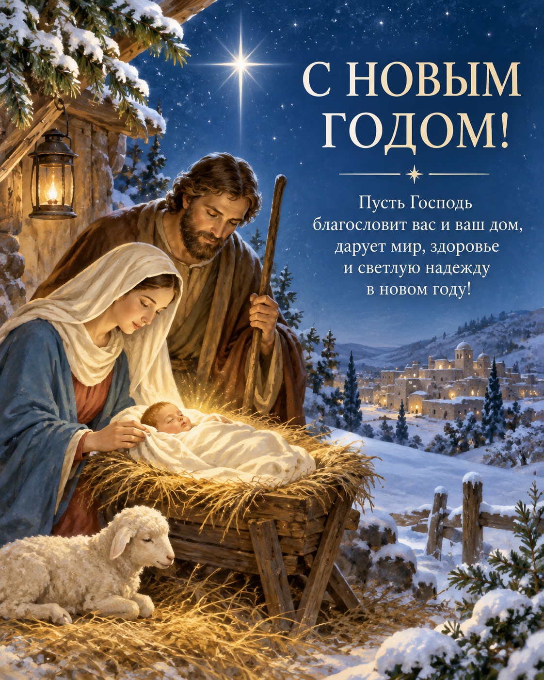Peaceful Christian card for the New Year