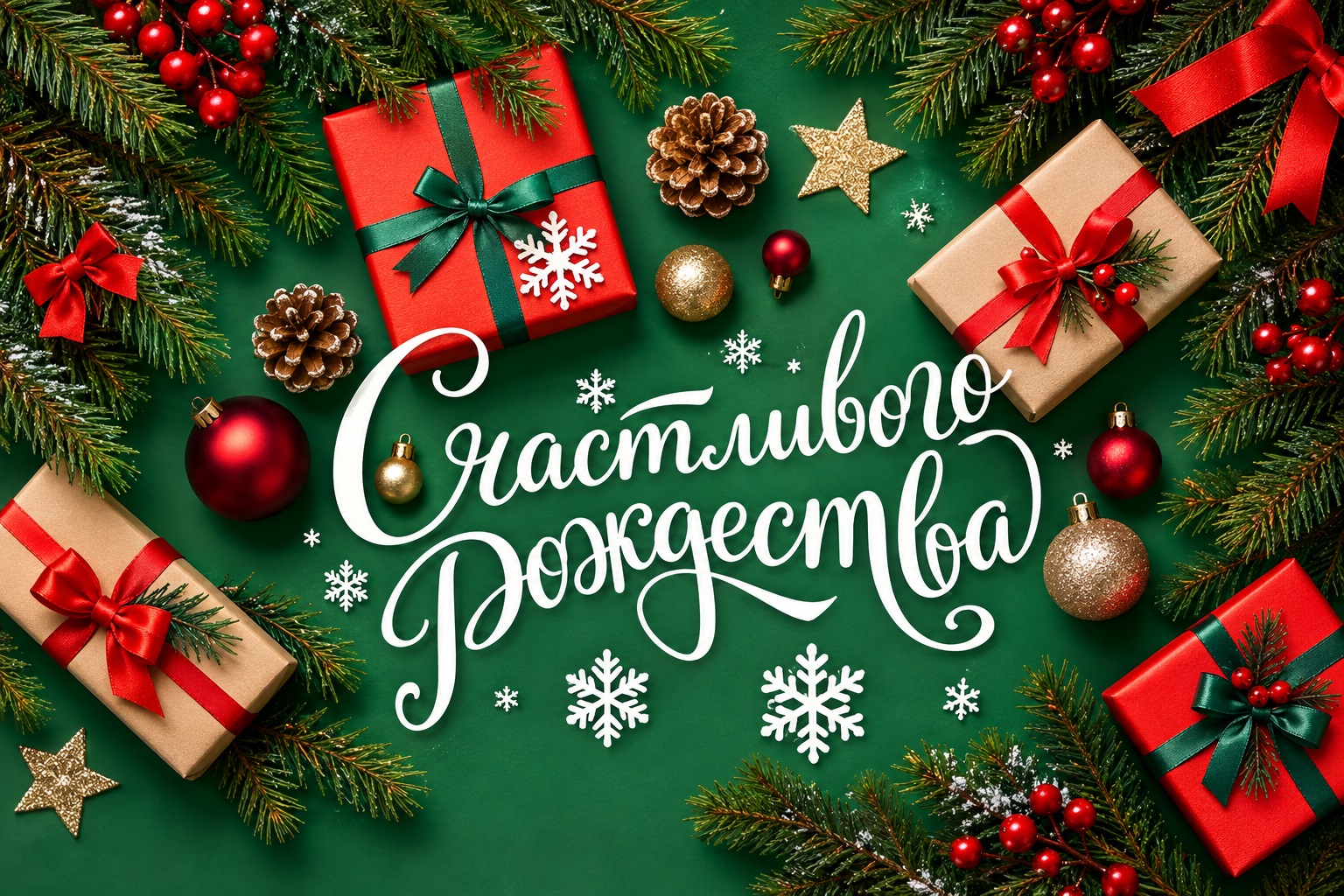 Bright festive card for Christmas