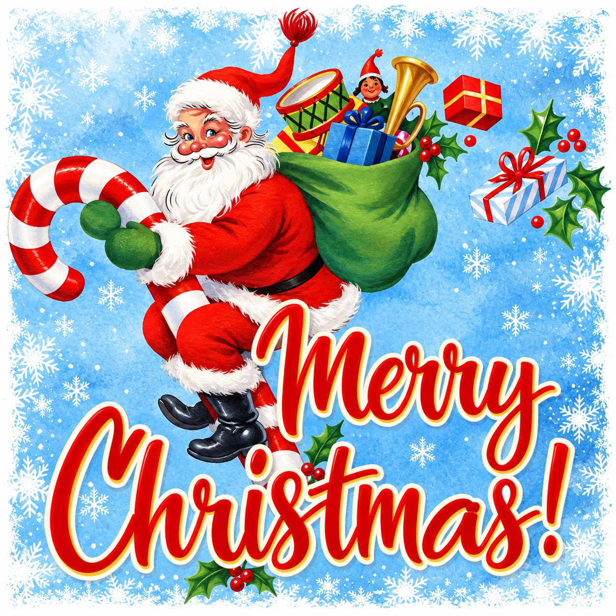 Bright festive card for Christmas