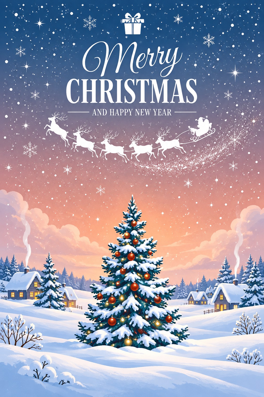 Magical winter card for Christmas