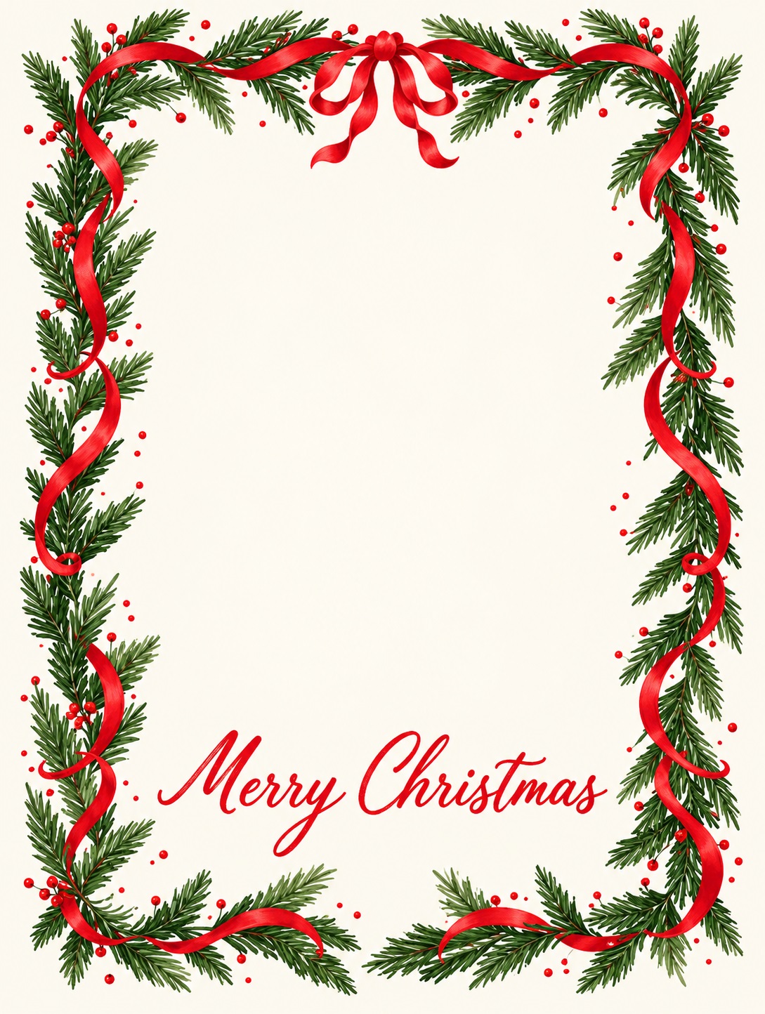 Elegant Christmas card with festive pine frame
