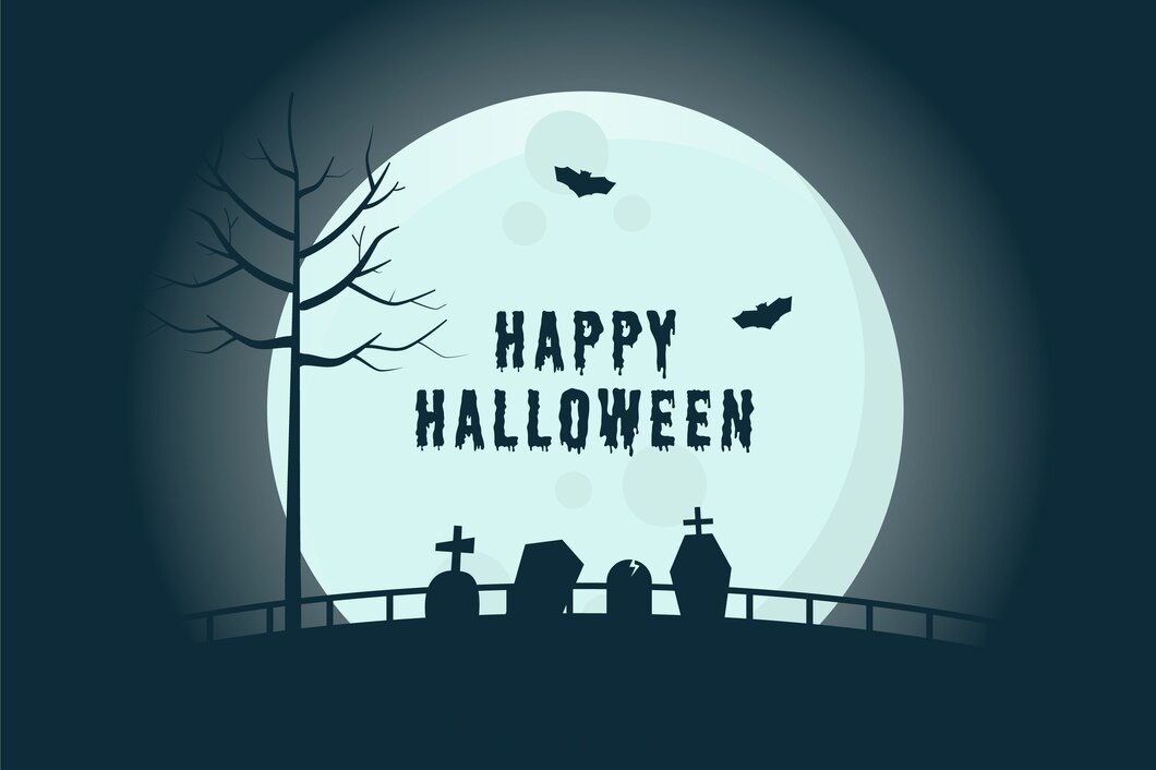 Minimalist Halloween card with a full moon