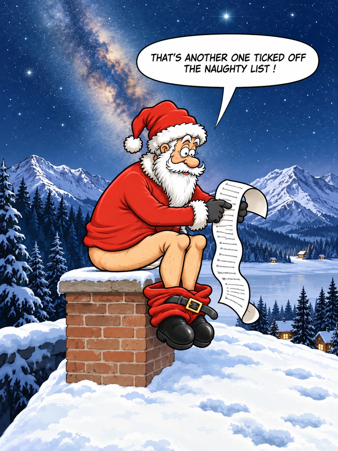 Funny Christmas card with Santa Claus